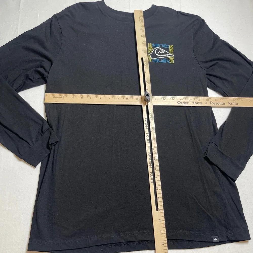 Quiksilver Mens Long Sleeve T Shirt Black Graphic Logo Cotton Surf Skate Size L - Picture 6 of 6